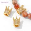 Trendy 18K Gold Plated Brass with Zircon Crown Spacer Beads For Bracelets Making,Beads Separators,DIY Jewelry Making Supplies