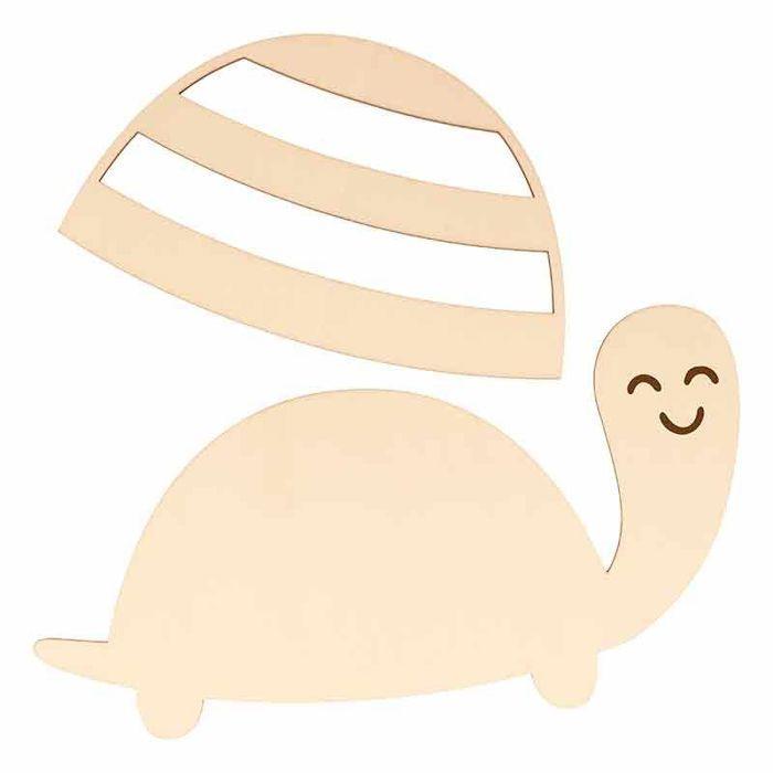 Silhouette en bois 22,5 x 12,3 cm - Tortue et carapace à lignes