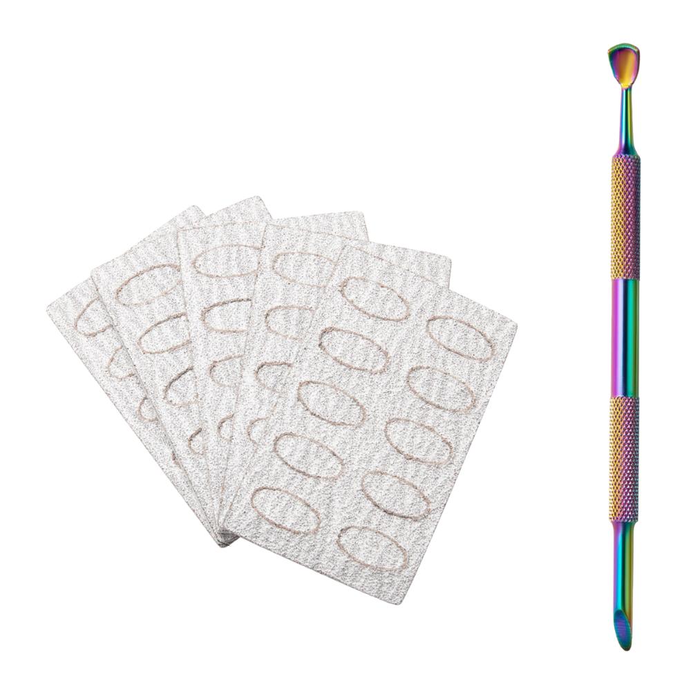 Stainless Steel Cuticle Pusher Double-Headed Angled Nail Care Tool Sanding Sandpaper Wear-resistant Horse Shoe Pusher Manicure
