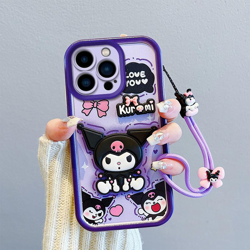 KEYSION Shockproof Case for iPhone 13 Pro Max with Lanyard Soft Silicone Cute 3D Cartoon Doll Phone Cover for iPhone 12 11 Pro Max