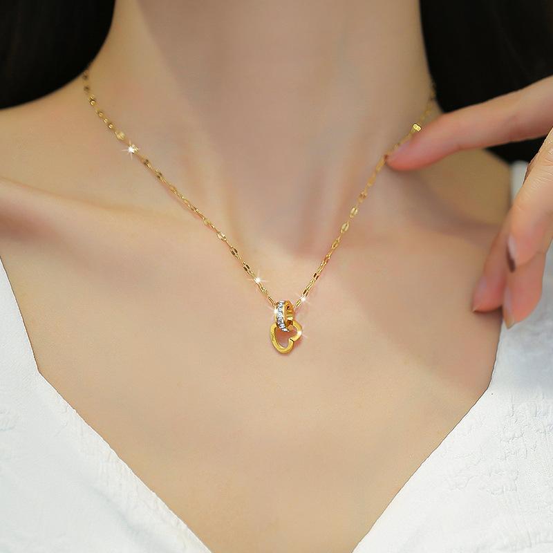 Love Ring Exquisite Furnace Real Gold Necklace Women'S Collarbone Chain With Jewelry