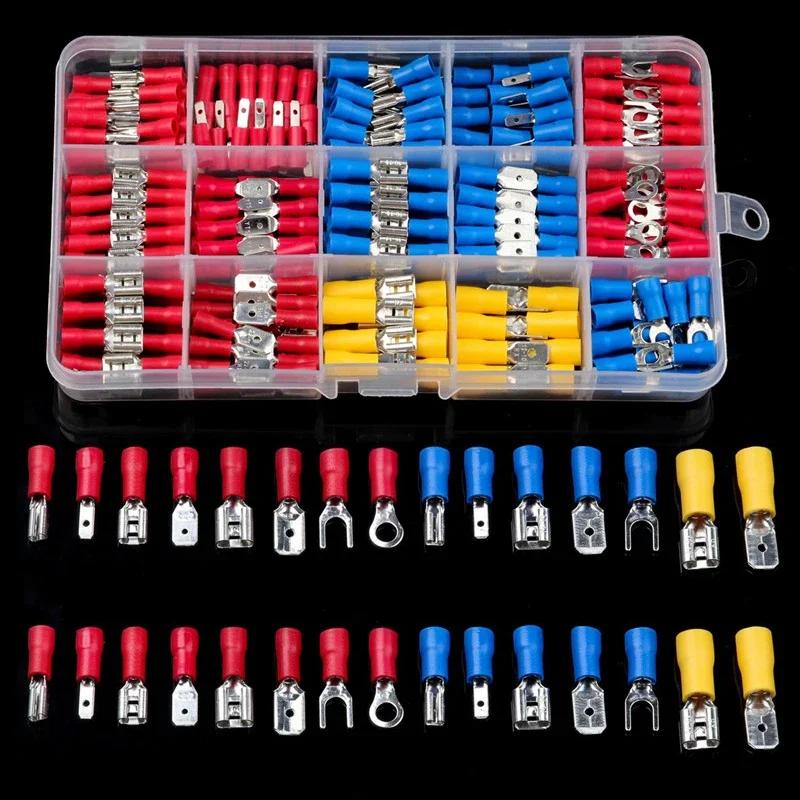 100/280/300/480PCS Insulated Cable Connector Wire Crimp Spatula Butt Ring Fork Kit Ring Lug Rolled Terminal Kit