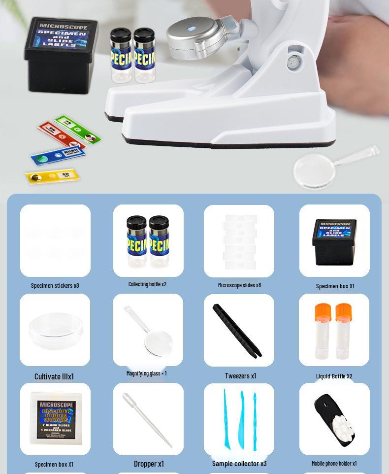 1200x Microscope Set for Kids - Portable Science Experiment Kit for Elementary Students