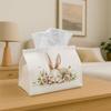 1pc Artistic Watercolor Tissue Holder - Rabbit Floral Design, Sturdy Fabric Decorative Organizer for Kitchen, Living Room, Bedroom, Vehicle - Versatil