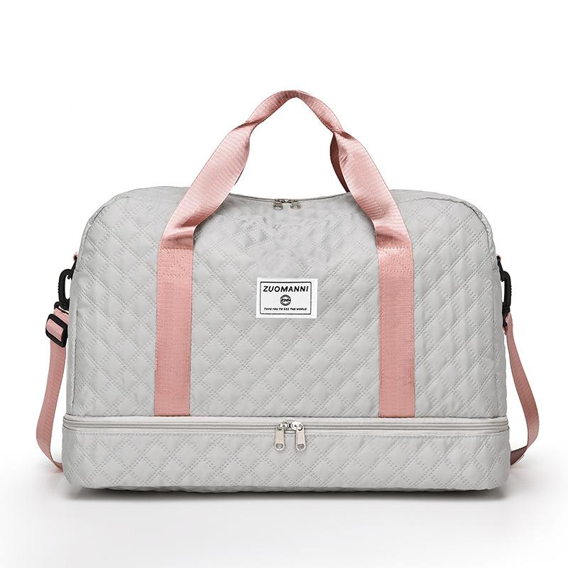 Nylon Rhombus Lattice Sports Fitness Bag Large-capacity Travel Tote Bag Portable with Shoe Compartment Dry and Wet Separation Travel Bag