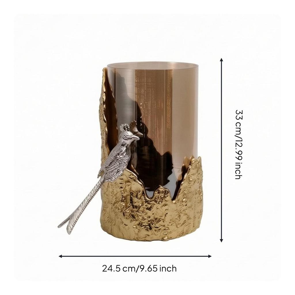 Glass Candle Holder with Bird Elegant Decor Luxe for Coffee Table, Shelf Styling