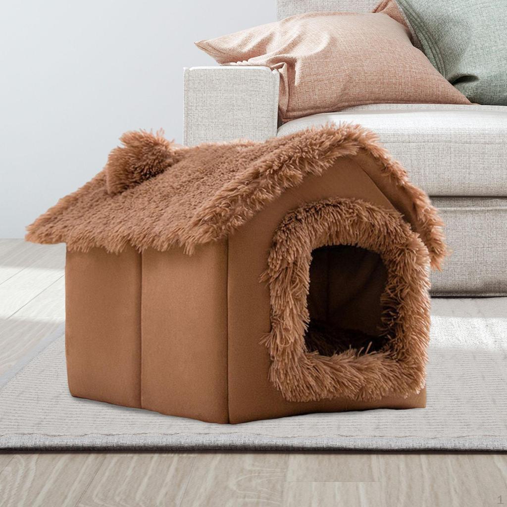 Cat Beds Pet Dog House with Removable Cushion Comfortable Indoor Enclosed Tent Hut Detachable