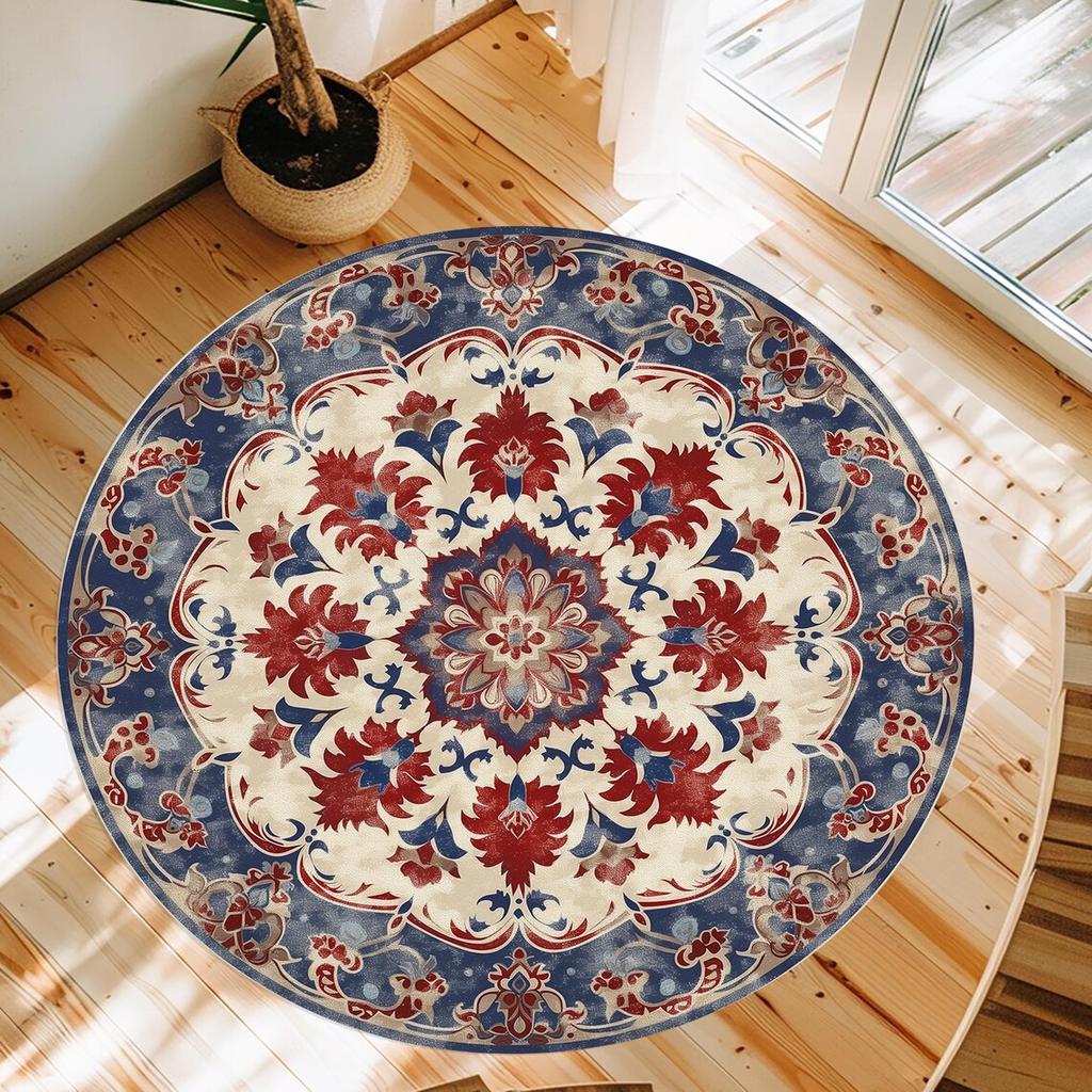 Retro Flowers Round Mat Round Carpet Bathroom Mat Home Decor Living Room Kitchen Rug Rugs for Bedroom Gift