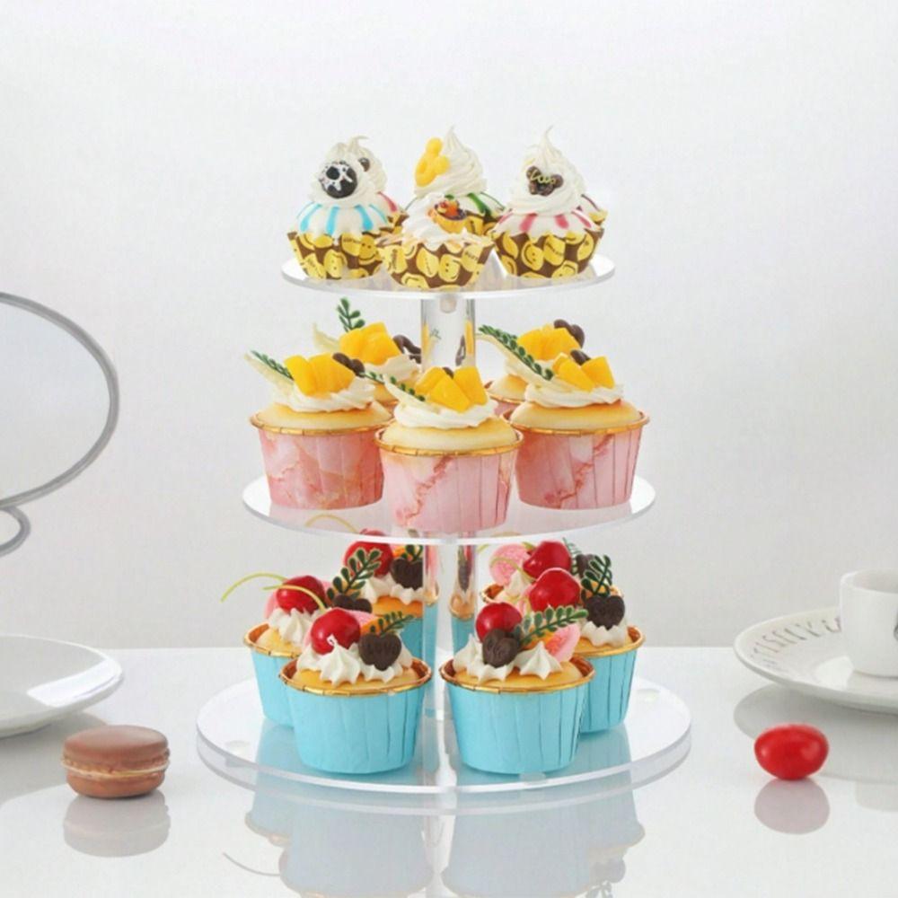 Clear Dessert Display Holder 3/4/5 Tier Cake Serving Rack Acrylic Cupcake Stand  Kitchen