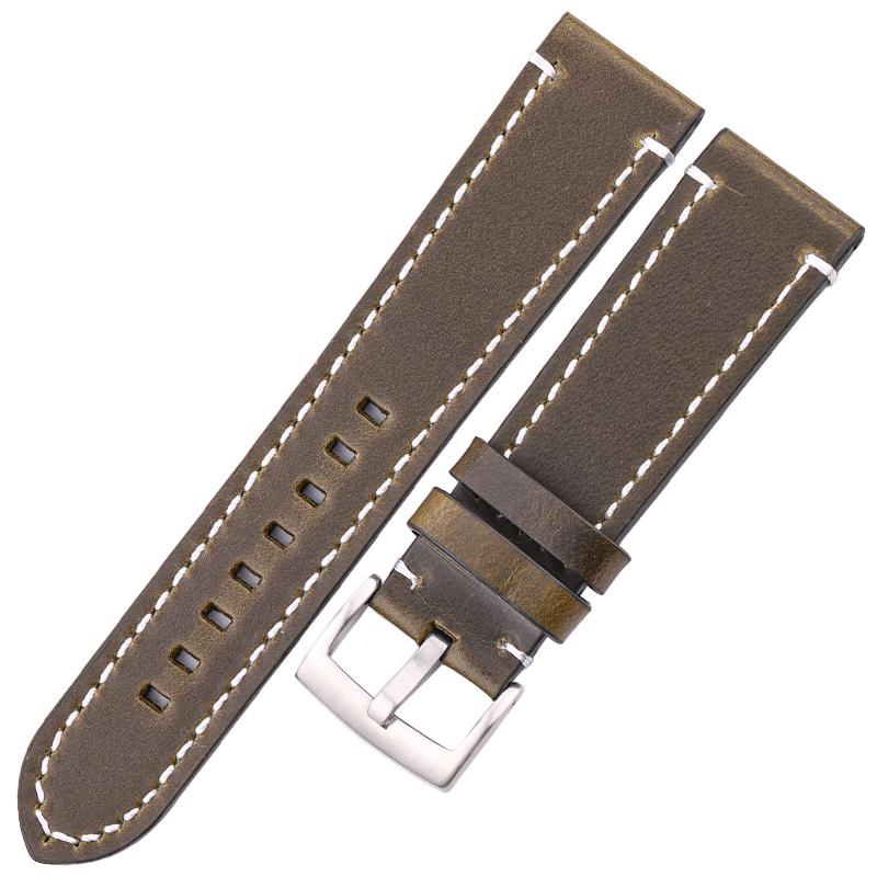 Watchband 18mm 20mm 22mm Genuine Leather Watch Strap Belt Manual Men Thick Brown Black Watchbands Buckle Watches Accessories