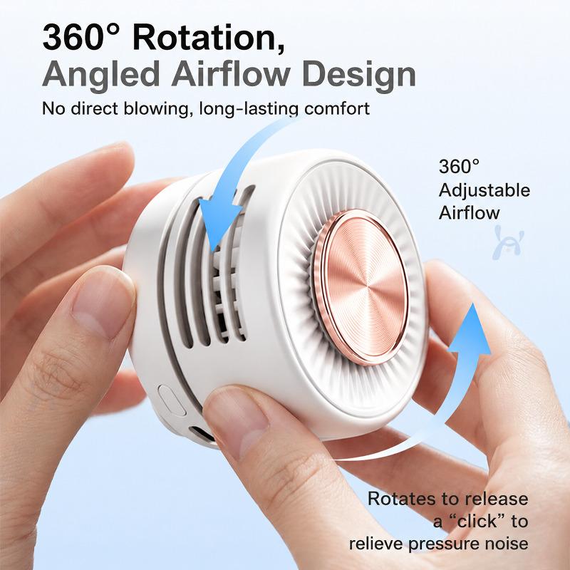 Bladeless Clip-On Mini Fan 360° Rotation 3 Speed Strong Wind USB-C Rechargeable Quiet for Indoor/Outdoor Camping Desk Travel
