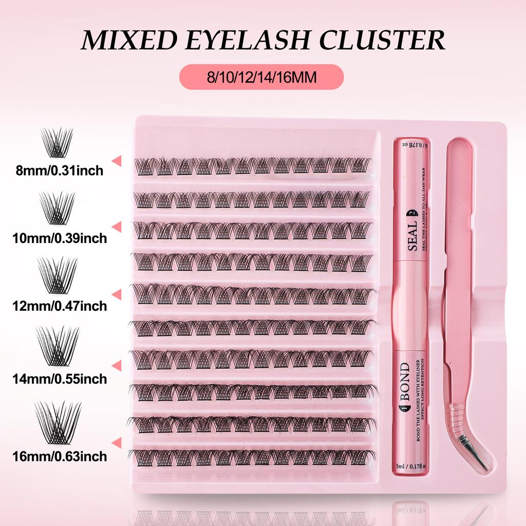 Diy Segmented Single Cluster Of False Eyelashes 8-16Mm Eyelashes C Curvature Dense Curl