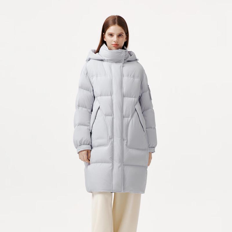 Tanboer Women's Mid-Length Down Jacket with Detachable Hood