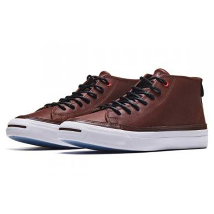 Converse Jack Purcell Slip-On Synthetic Leather Non-Slip Durable Mid-Top Skate Shoes Men Sneakers Dark-Brown 158346C