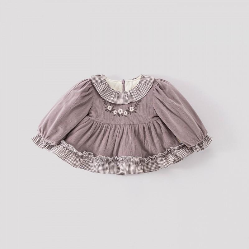 Girls Winter 2026 Cotton Two-Piece Set Long Sleeve Top Skirt Toddlers 1-3 Years Soft Warm Outfit
