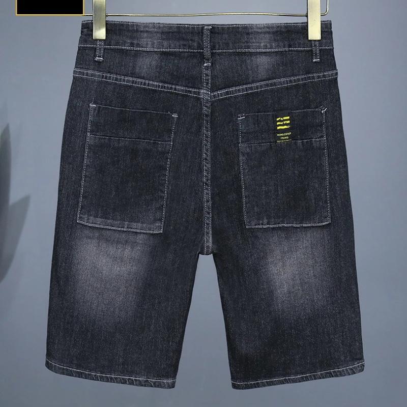 Herren Gerade Lässige Jeans-Shorts Einfarbige Schmale Jeans Bequeme Atmungsaktive Bermuda-Shorts Sommer
