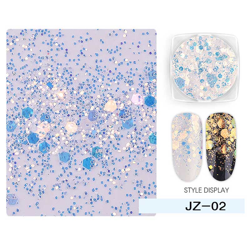 1 krabička Ultratenké šestiúhelníkové nail art flitry Vločky Plátky Mořská panna Aurora Gradient Barevné ozdoby na nehty