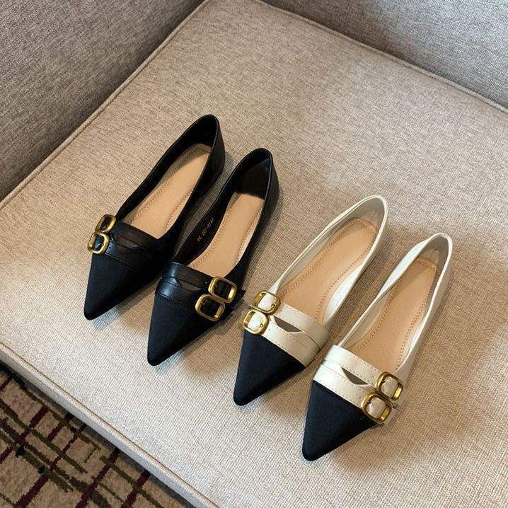 Xiaoxiangfeng Pointed-toed Flat-soled Ladyshoes Women's 2025 Spring New French Temperament Versatile Doudou Shoes Shallow Soft-soled Single Shoes