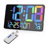 Large Digital Wall Clock with Remote Control Digital Alarm Clock with Snooze,Desk/Wall Clock for Bedroom,Living Room