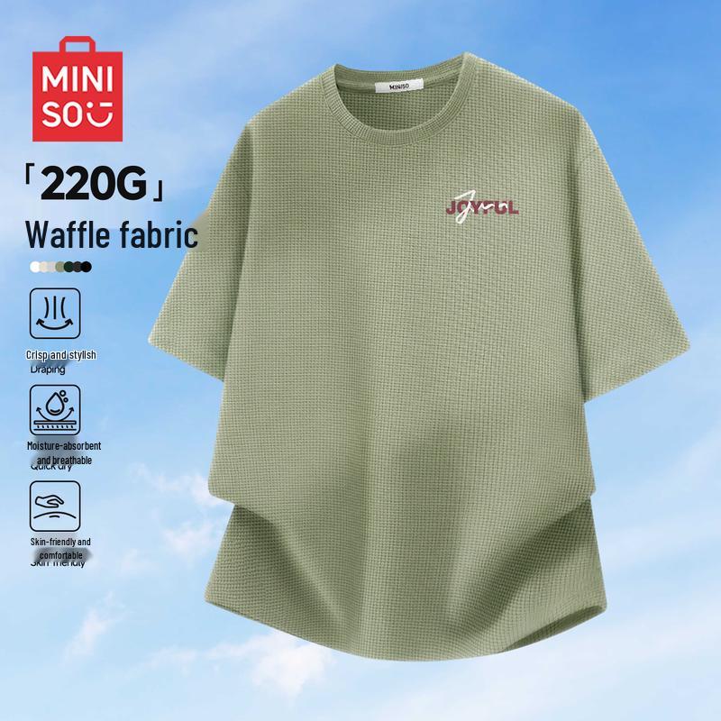 MINISO Men s Waffle Knit Short Sleeve T-Shirt XL