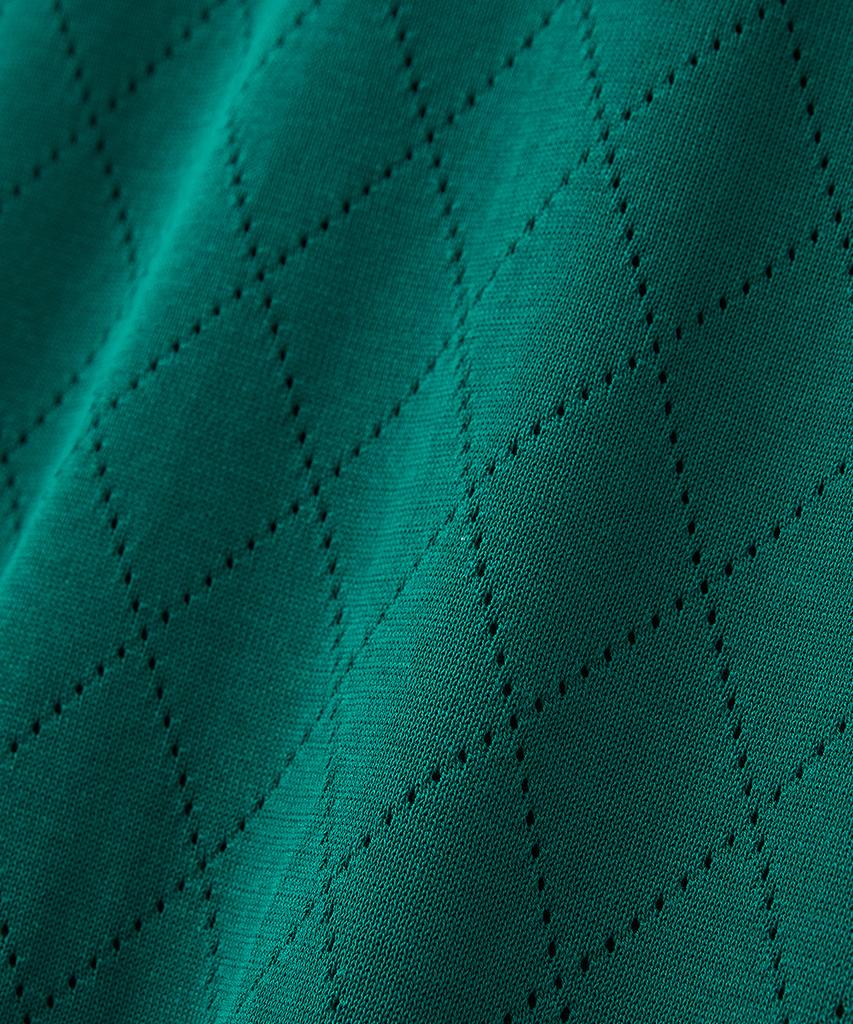 BLOND9 Cotton Diamond Open Collar Short Sleeve Knit_Green