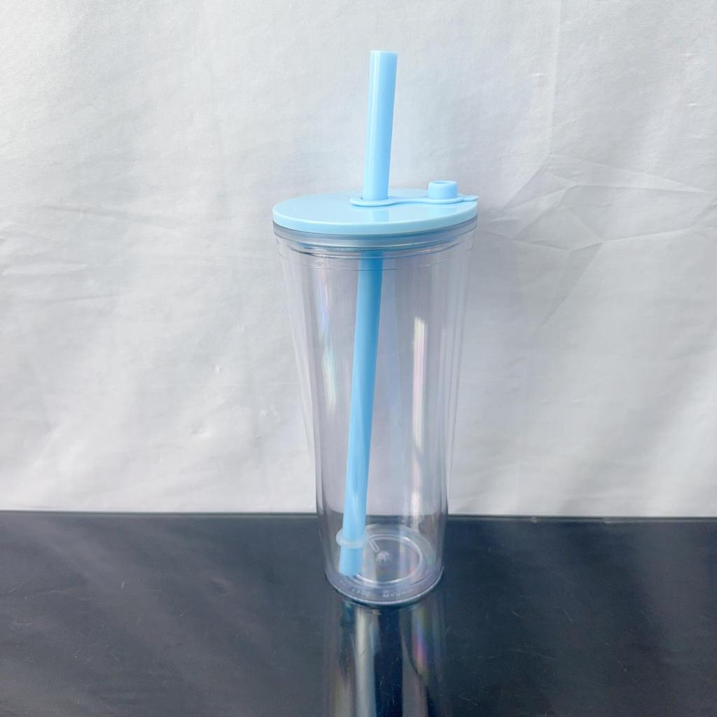 Tazza da viaggio in paglia a doppio strato da donna 2024 con coperchio, Tazza da tè Boba da 24 OZ