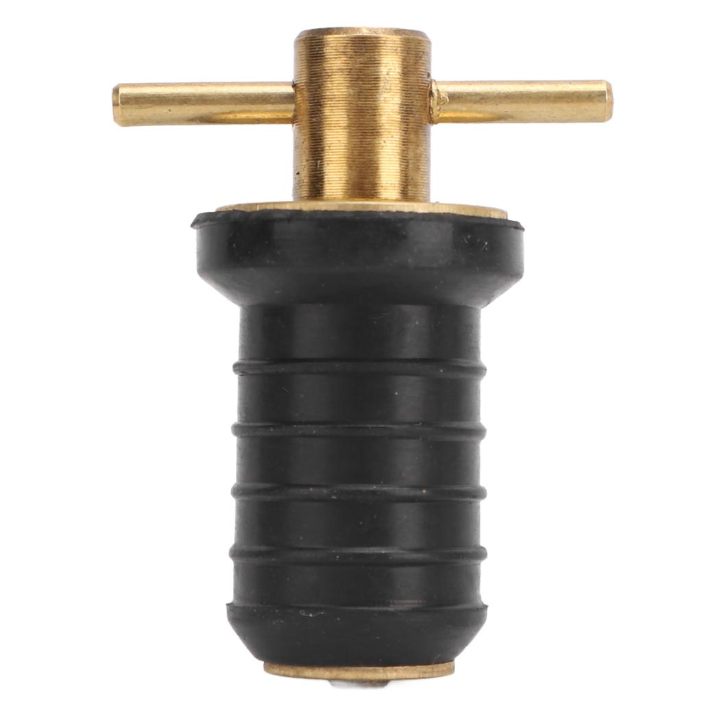 Marine Boat Brass T Handle Drain Plug Strong Structure Twist Turn and Seal Design Rubber Plugs for Yachts Ships 0.6inch