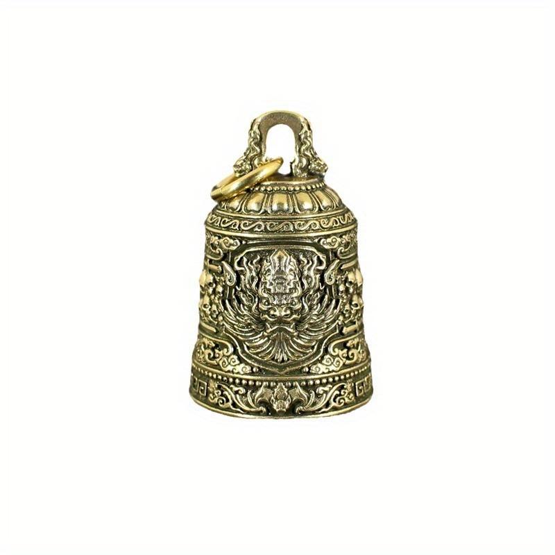 1Pc Retro Pure Copper Horse Face Evil-exorcising Bell Keychain Car Luggage Hanging Ornament