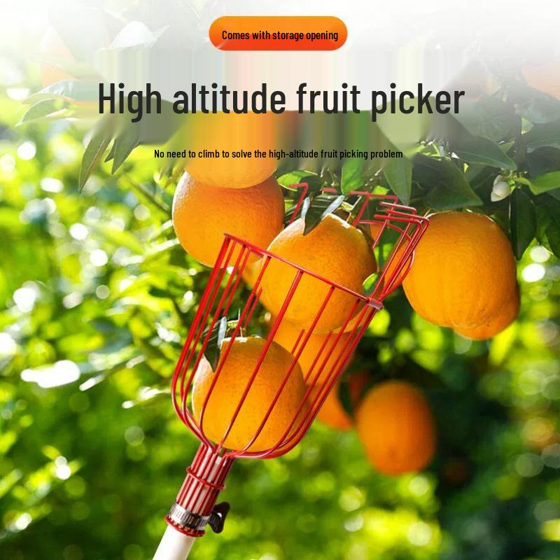 High-Altitude Telescopic Fruit Picker Basket - New Model for Peach and Vineyard Gardening.