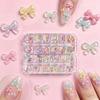12grid Sweet Candy Bow Nail Charms 3D Colorful Ice Clear Mini Bowknot Nail Gems Resin Flatback Macaron Bowtie Acrylic Nail Decor