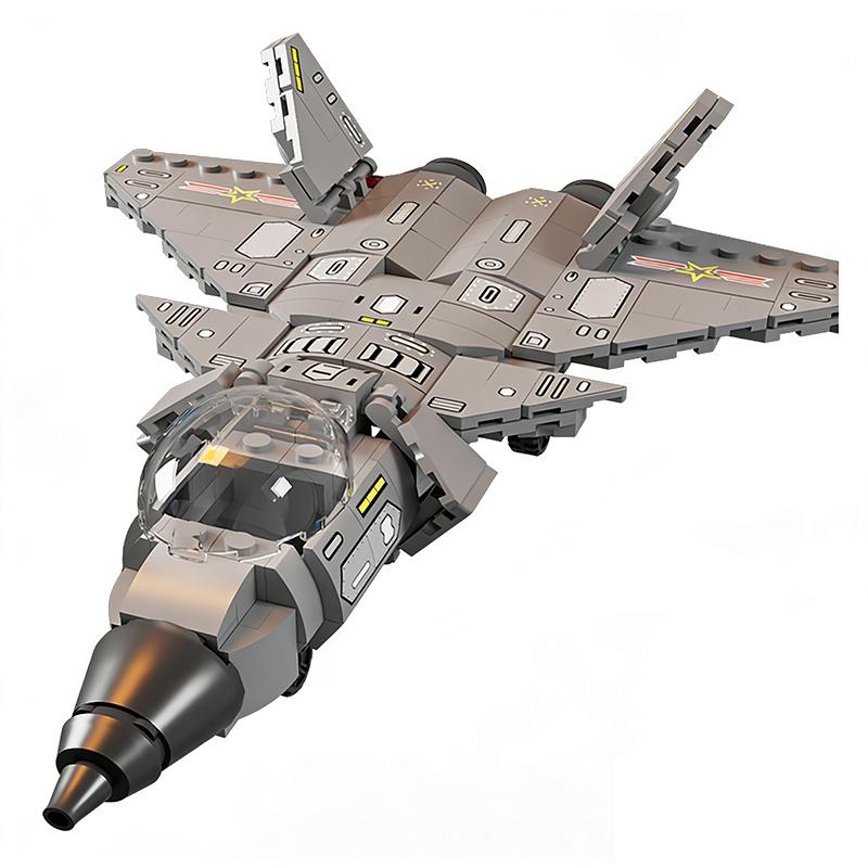 Mattoncini Militari Modello Aereo da Caccia Stealth J20 Mattoncini Giocattolo da Assemblare Fai-da-te Regalo di Natale per Bambini