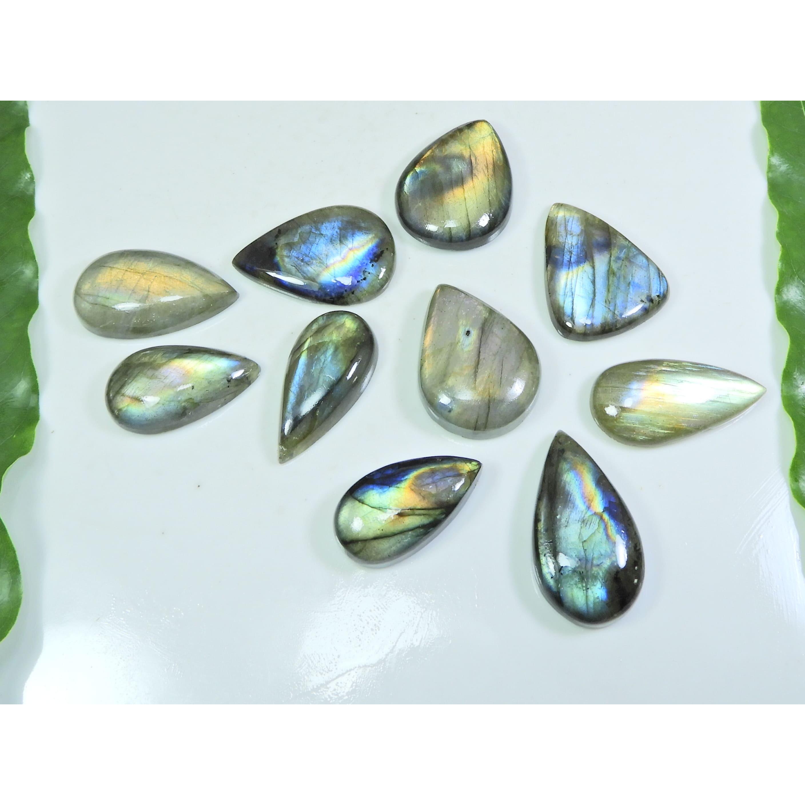

14X27-19X29MM Natural Multi Purple Labradorite Pear Cabochon Gemstone 10Pcs LL-948