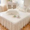 100% Cotton Princess Lace Bed Skirt + 2 Piece Pillowcases Bedding Bedspreads Sheet Pink Lace Bedding Set Bed For Girl Bed Cover