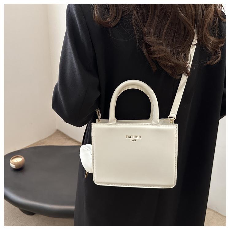 Faux Leather Solid Color Shoulder Bag for Women, Vintage Style Square Crossbody Purse, Minimalist Handbag KTB