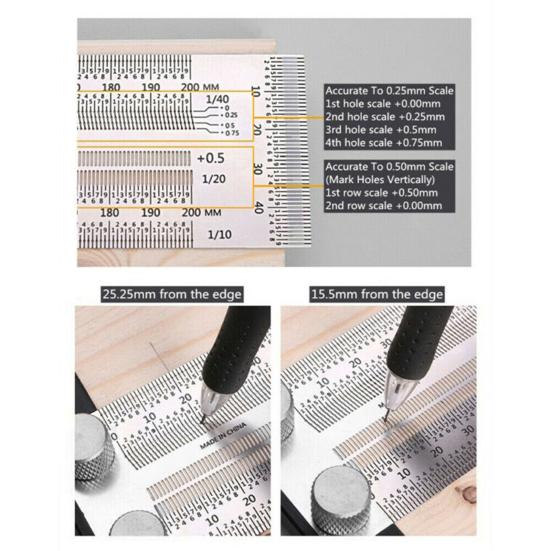 Stainless Steel Precision Marking Measuring Scale Ruler Pen Woodwork Accessory
