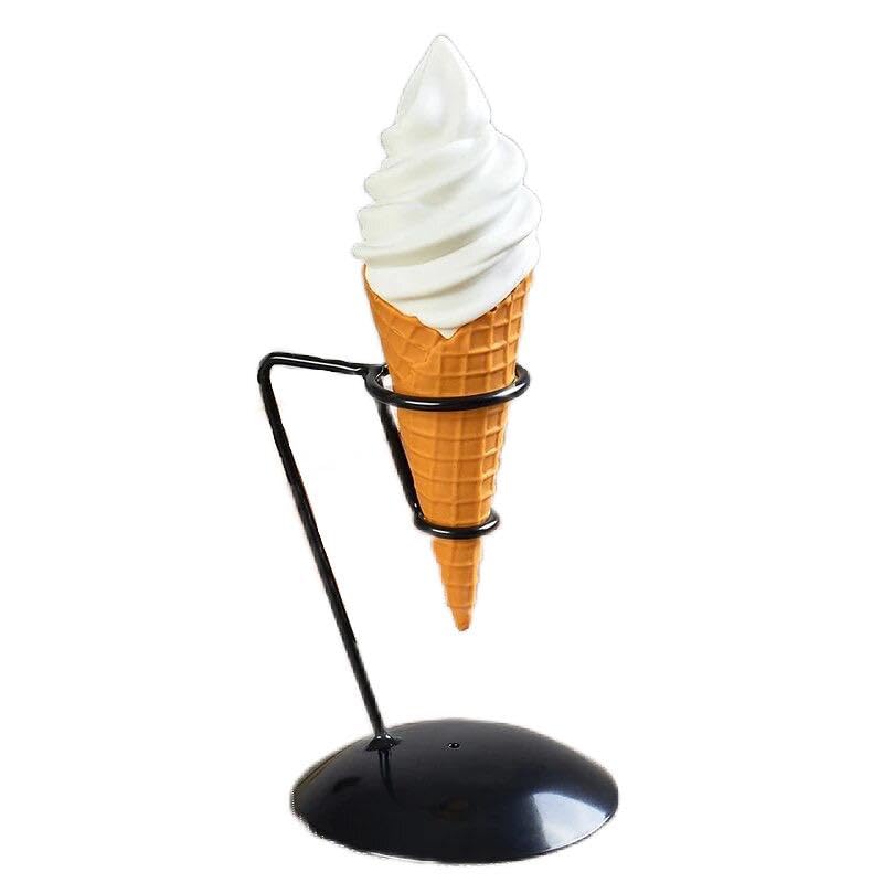 Realistic Food Sample Life-Size Soft Serve Ice Cream Waffle Cone Base Store Restaurant Cafe Replica