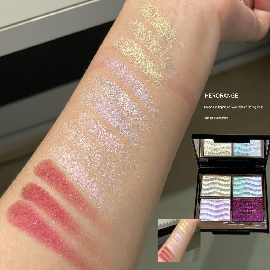 HERORANGE Color-Changing Dragon Eye Shadow Palette: Pearlescent, Super Sparkle, Color-Blocking Brightening Highlight Eyeshadows.