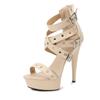 Fashion Summer 13cm Super High Heels Women Rivet Belt Buckle Punk Nightclub Heels Women Sexy Peep Toe Platform Sandalias De Mujer Slides