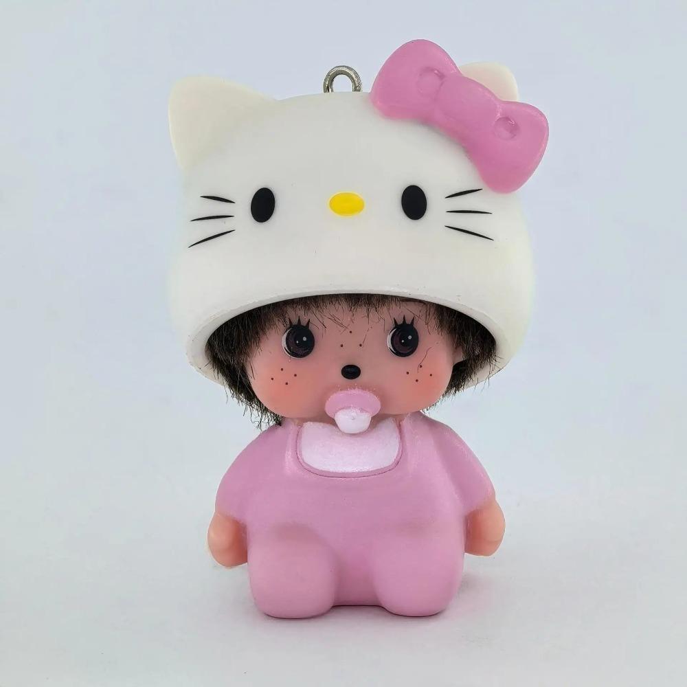 Monchhichi Vinyl Toy Cute Packaging Decoration Car Ornament Cartoon Kawaii Charm Children's Toy Bag Appendage Birthday Gift New