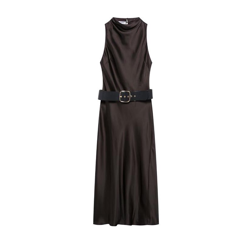 

TAOP&ZA Elegant Silk Satin Slim Fit Dress for Women - Spring/Summer Collection Large