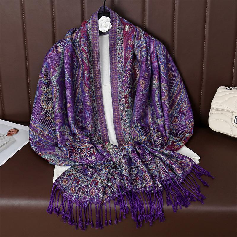 [T341] Ethnischer Stil Quasten Decke Designer Dicke Pashmina Winter Warmer Schal Wickel Kaschmir Schal Frauen Halstuch Stolen