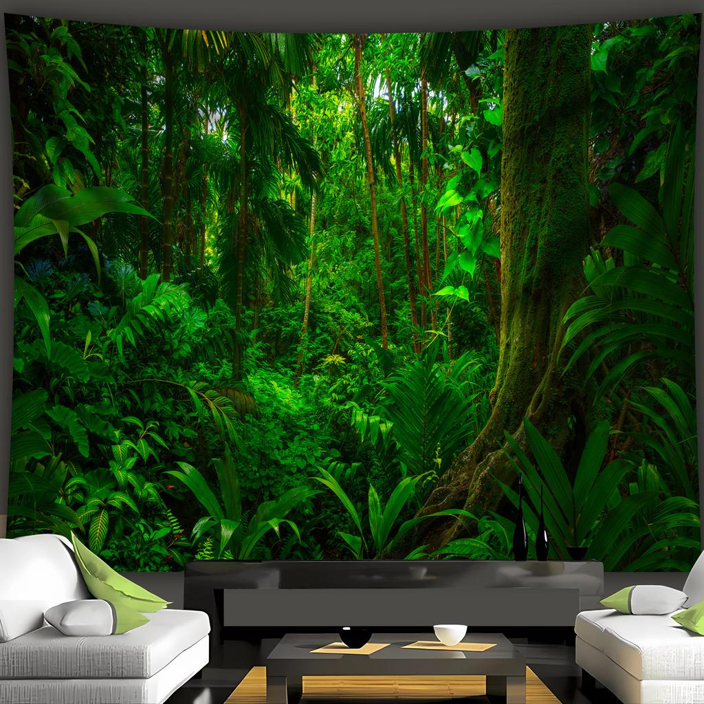 1Pc Quiet Tropical Rainforest Tapestry Wall Hanging, Decorative Fabric Poster for Bedroom, Living Room, Dorm & Home Decor