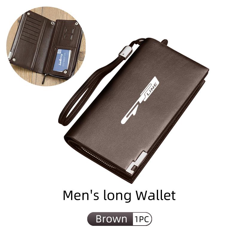 CKTJ8 Car Leather Wallet Credit Card ID Holder Coin Zipper Purse For KIA Rio K5 K2 Sportage Ceed Sorento Picanto Stinger Soul