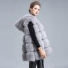 Autumn and Winter Imitation Fur Hooded Vest Imitation Fox Hair Medium and Long Women's Fashion Large Size Warm Jacket