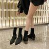 Knitted Women's Ankle Boots 2026 Spring New Fashion Shoes for Women Pointed Toe Elasticity Chunky Heel Sock Short Boots Zapatos