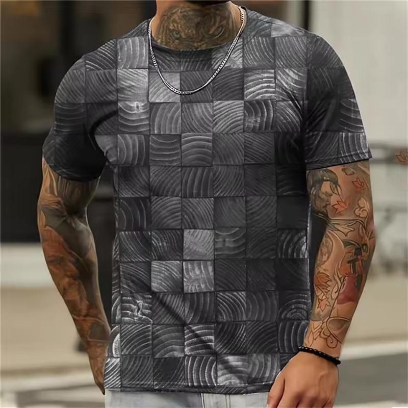 Summer Fun Men's Women's Fashion 3d Print Abstract Plaid Vintage High Quality Polyester T-shirt Casual Round Neck T-shirt