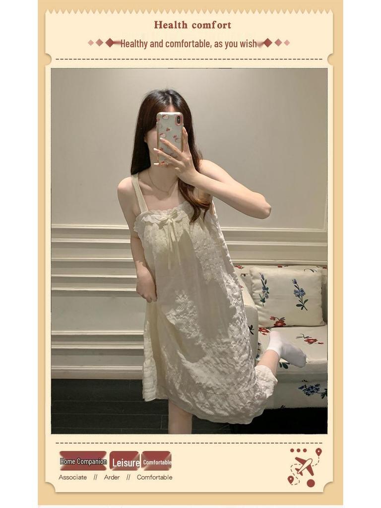 2026 Summer Women's Cloud Cotton Nightgown with Chest Pads, Princess Style Camisole Loungewear.