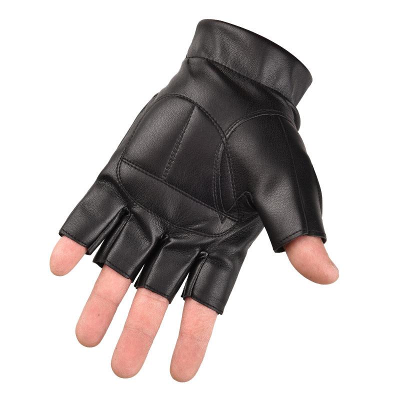 Leather PU Half Finger Gloves Men's Waterproof Fishing and Anti Slip Performance Tactical Gloves Half Section Shockproof and Anti Slip