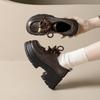 Leather platform women's new autumn retro small leather shoes, comfortable and versatile height-increasing single shoes
