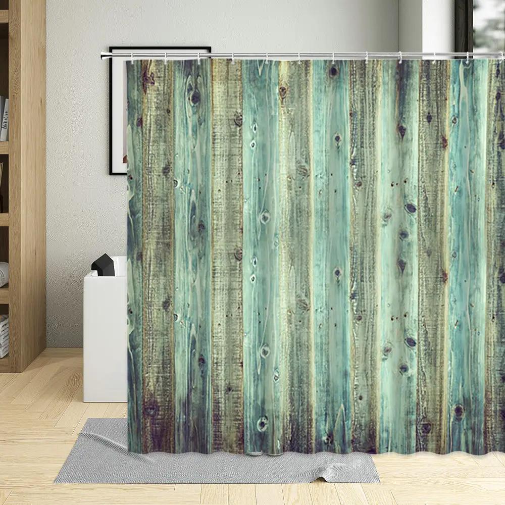 

Bathroom Shower Curtain Vertical Lines Wood Grain Pattern Bathtub Decor Waterproof Cloth Curtains Multi Size With Hooks W60H190(CM)-1 Pcs